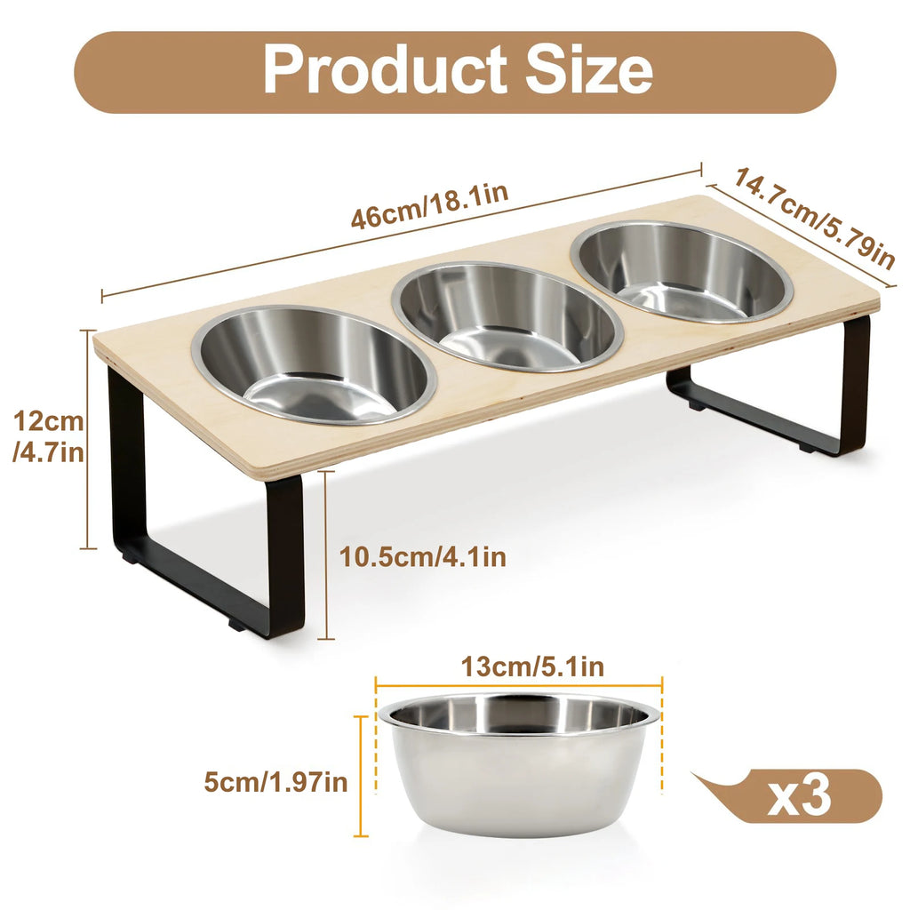 Elevated Cat Bowls with 3 Stainless Steel Bowls Cat Food Bowl for Small Cats