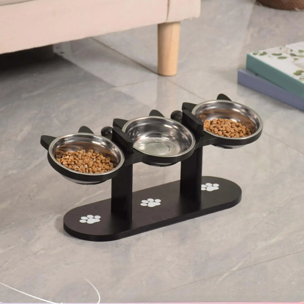 Elevated Cat Food Bowl with Black