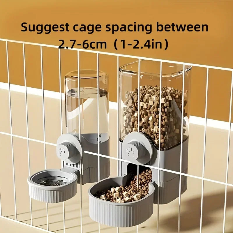AURABASE - Hanging Automatic Pet Feeder and Water Dispenser, Gravity Auto Feeder and Waterer Set with Container Bowl for Cages.