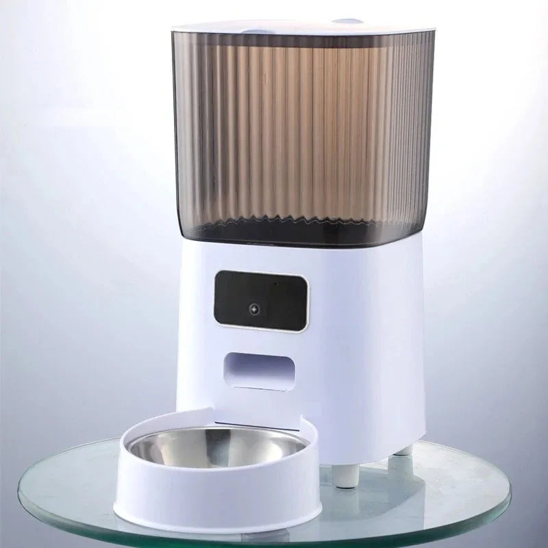 AURABASE - 5L Double Bowls Smart Automatic Cat Feeder with HD Camera and Voice Recorder.