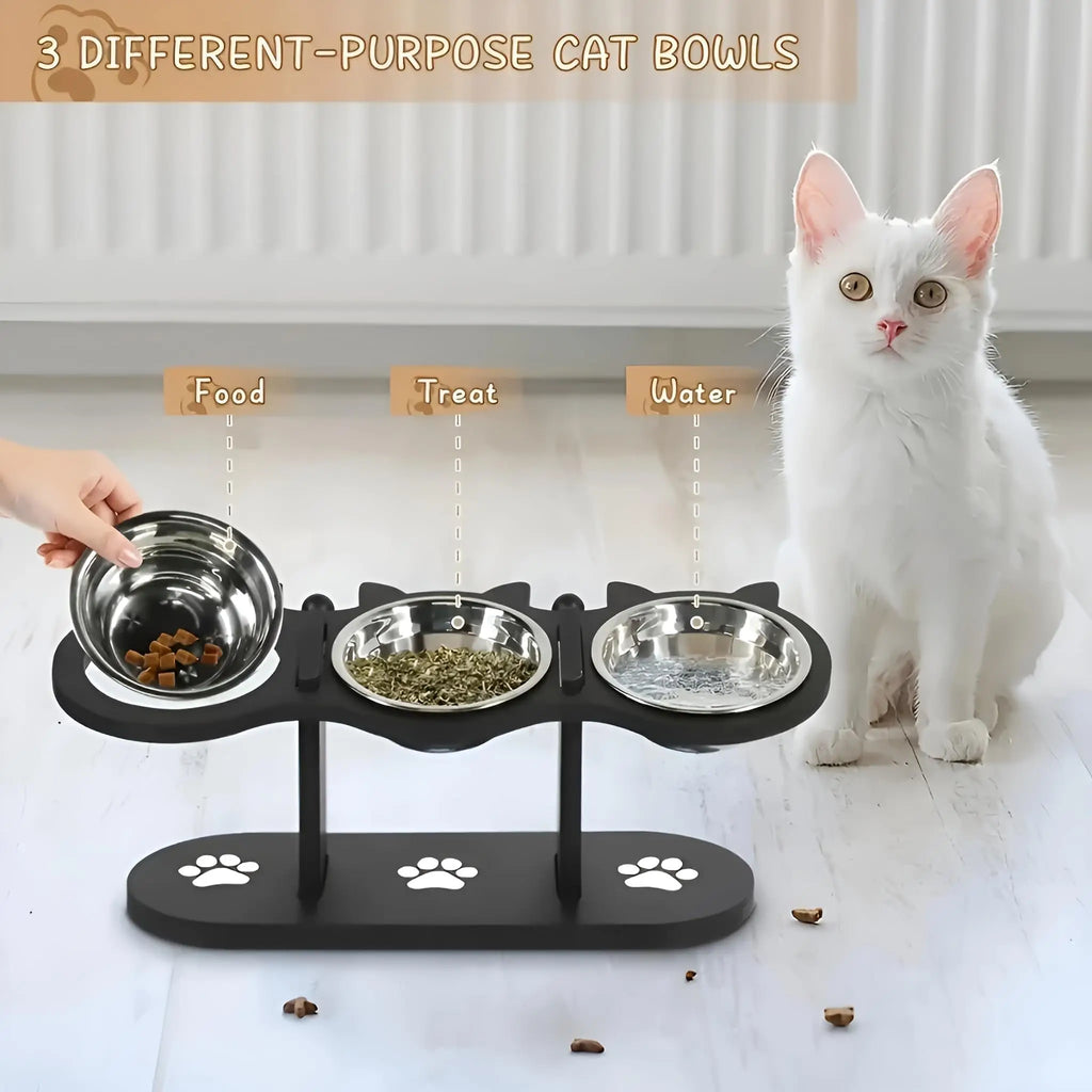 Elevated Cat Food Bowl with Black