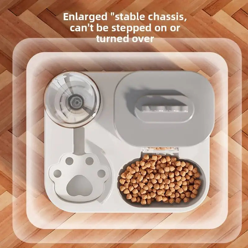 AURABASE - Automatic Cat and Dog Water Dispenser with Integrated Food Basin, Gravity Pet Feeder One-Piece Design, No Batteries Needed.