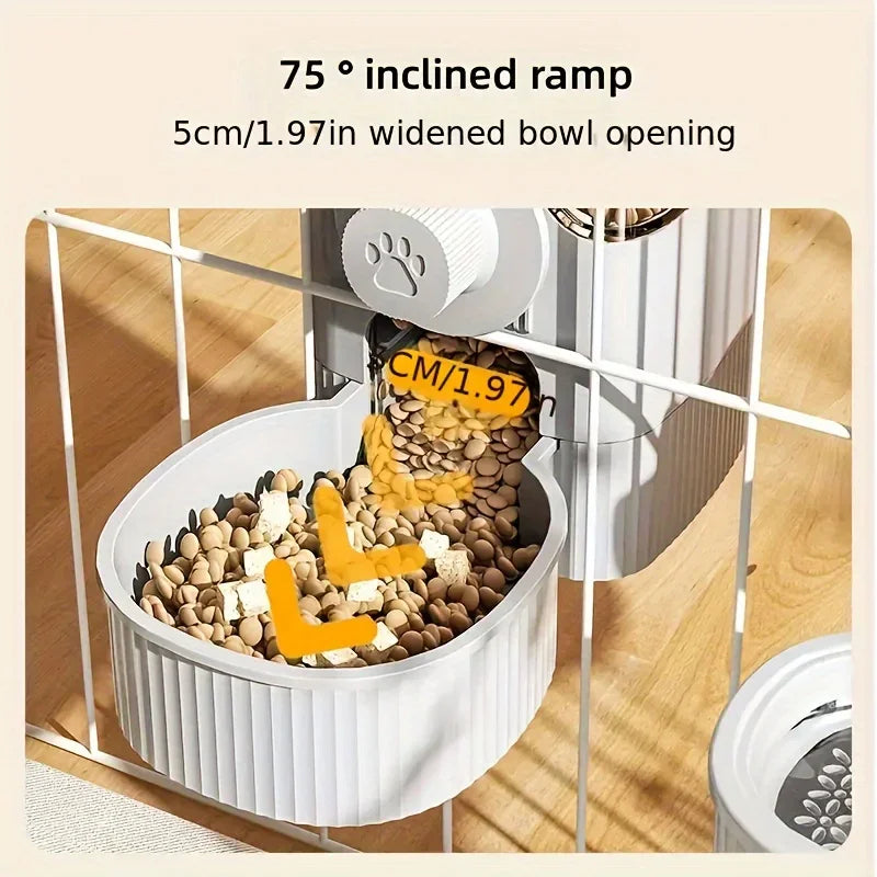 AURABASE - Hanging Automatic Pet Feeder and Water Dispenser, Gravity Auto Feeder and Waterer Set with Container Bowl for Cages.