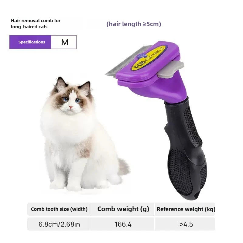 Pet Grooming Brush Deshedding Brush Removes Loose Hair Tangles Cat Comb Shedding Rake Pet Hair Remover Brush for Dogs Cats