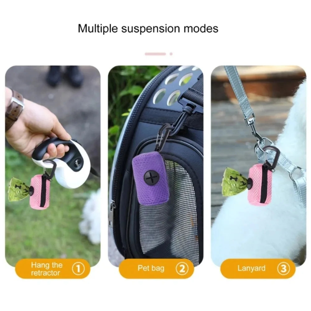 Dog Poop Bag Holder Portable Pet Waste Bag Dispenser Leash Attachment for Outdoor Walking