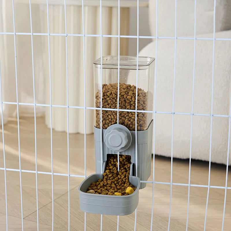 AURABASE - Hanging Automatic Pet Feeder and Water Dispenser, Gravity Auto Feeder and Waterer Set with Container Bowl for Cages.