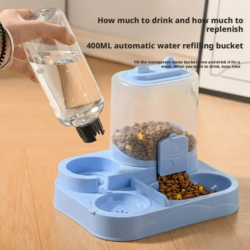 AURABASE - All-in-One Automatic Pet Feeder and Waterer, Large Capacity Food Storage Dispenser for Cats and Dogs.