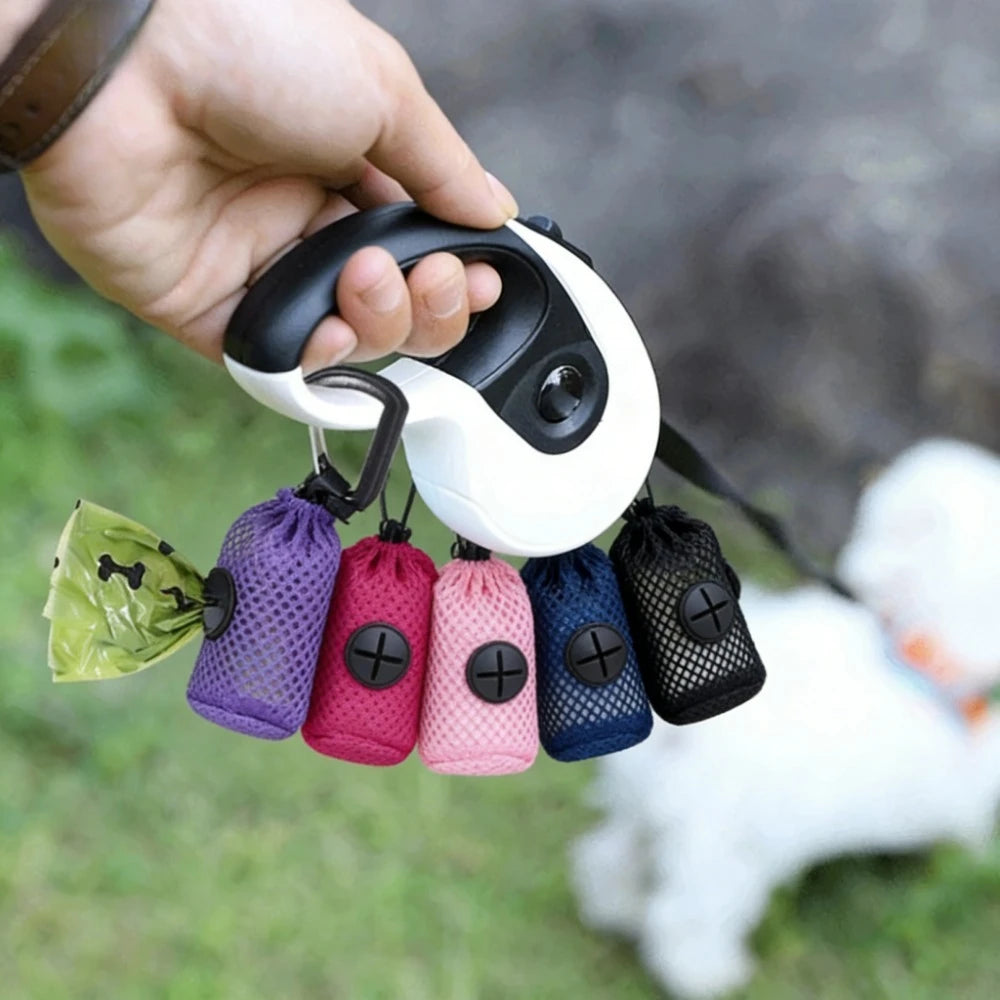 Dog Poop Bag Holder Portable Pet Waste Bag Dispenser Leash Attachment for Outdoor Walking