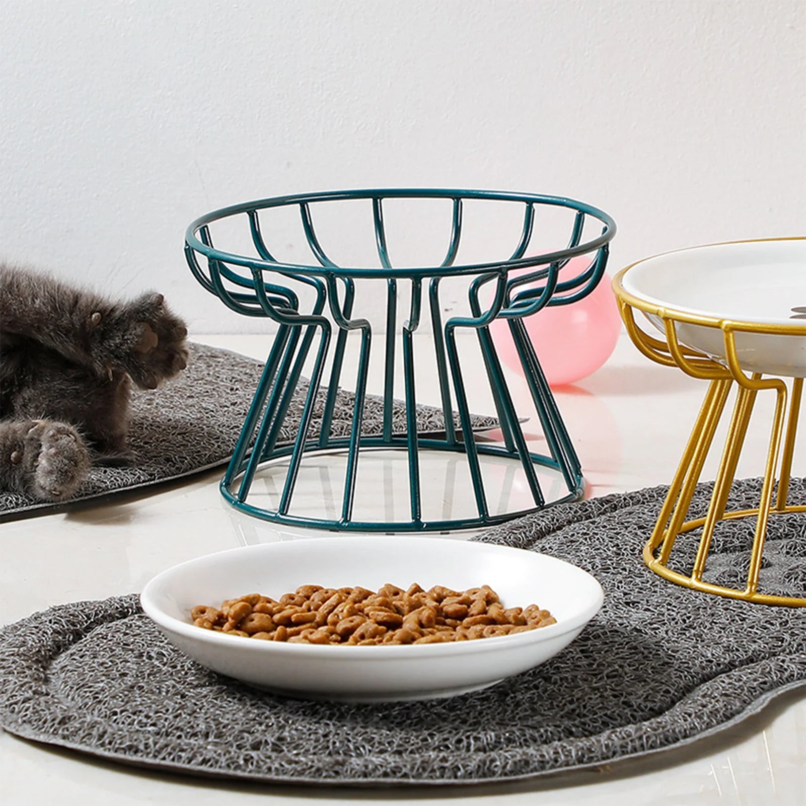 Ceramic Cat Food Bowls Elevated Wide Safe Slow Eating Pet Water Bowls For Kitten Puppy Non-slip Wide Bowls For Indoor Cats Dogs