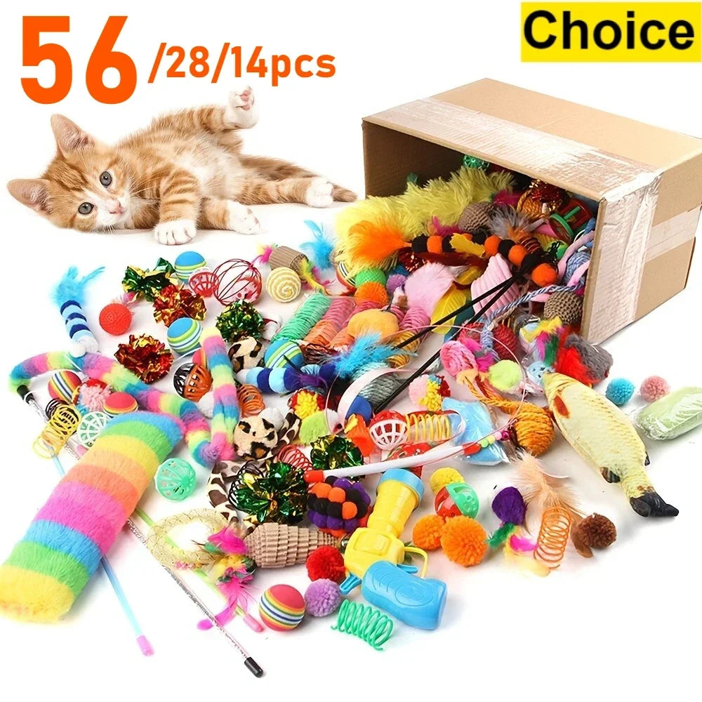 56pcs/28pcs/14pcs Cat Toys Mixed Cats To Play