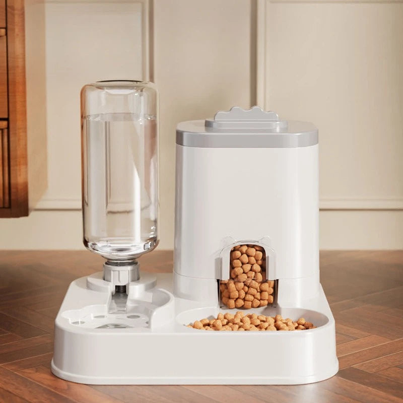 AURABASE - Automatic Cat and Dog Water Dispenser with Integrated Food Basin, Gravity Pet Feeder One-Piece Design, No Batteries Needed.