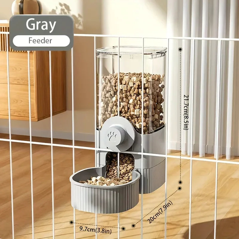AURABASE - Hanging Automatic Pet Feeder and Water Dispenser, Gravity Auto Feeder and Waterer Set with Container Bowl for Cages.