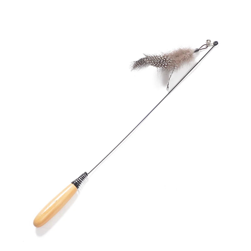 Cat Teaser Stick Toy Feather Funny Spring Kitten Stick Toy Cat Rods Simulation Fishing Rod Bell Squeaky Cat Toy Supplies