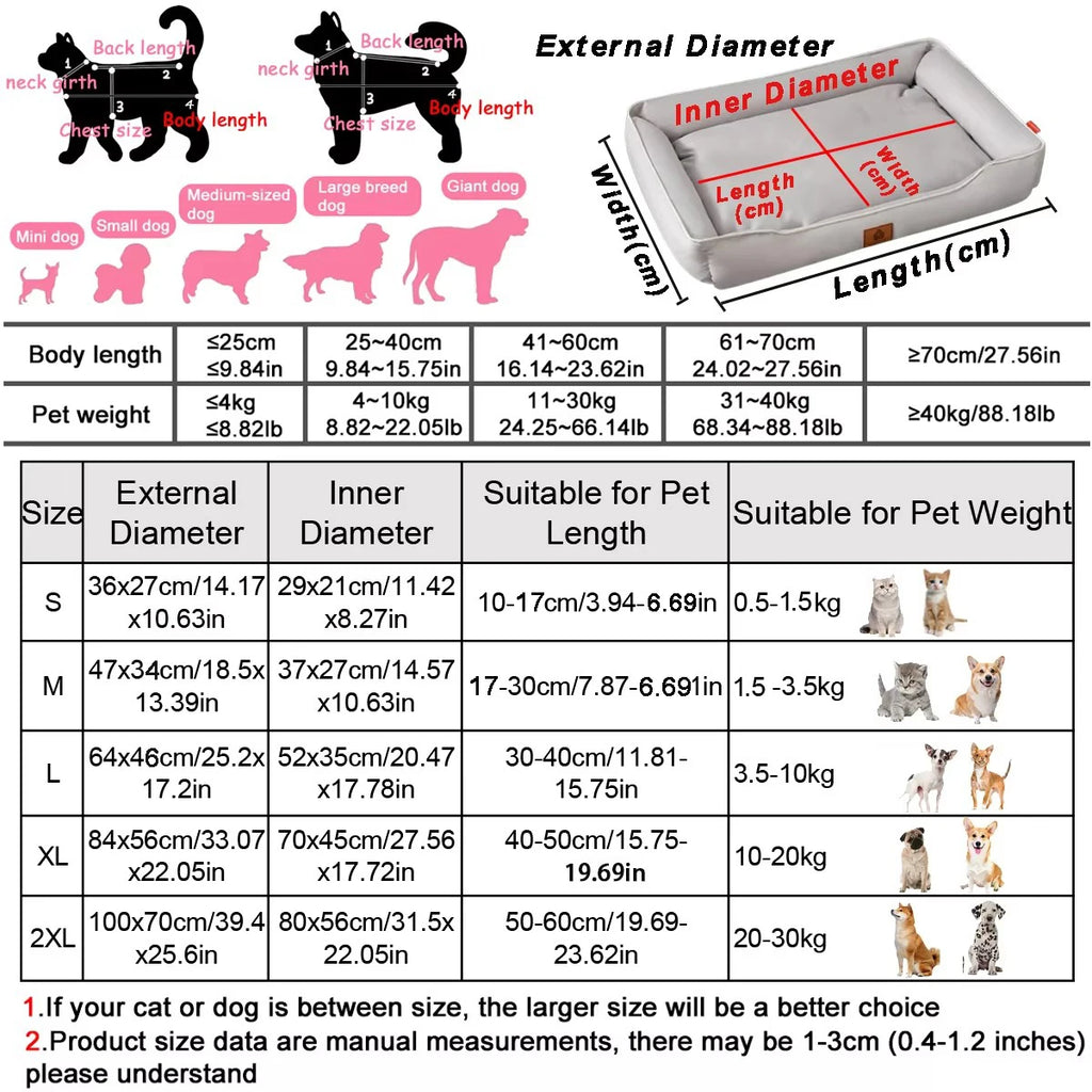 AURABASE /All Season Square Luxury Pet Bed, Bite-Resistant and Waterproof