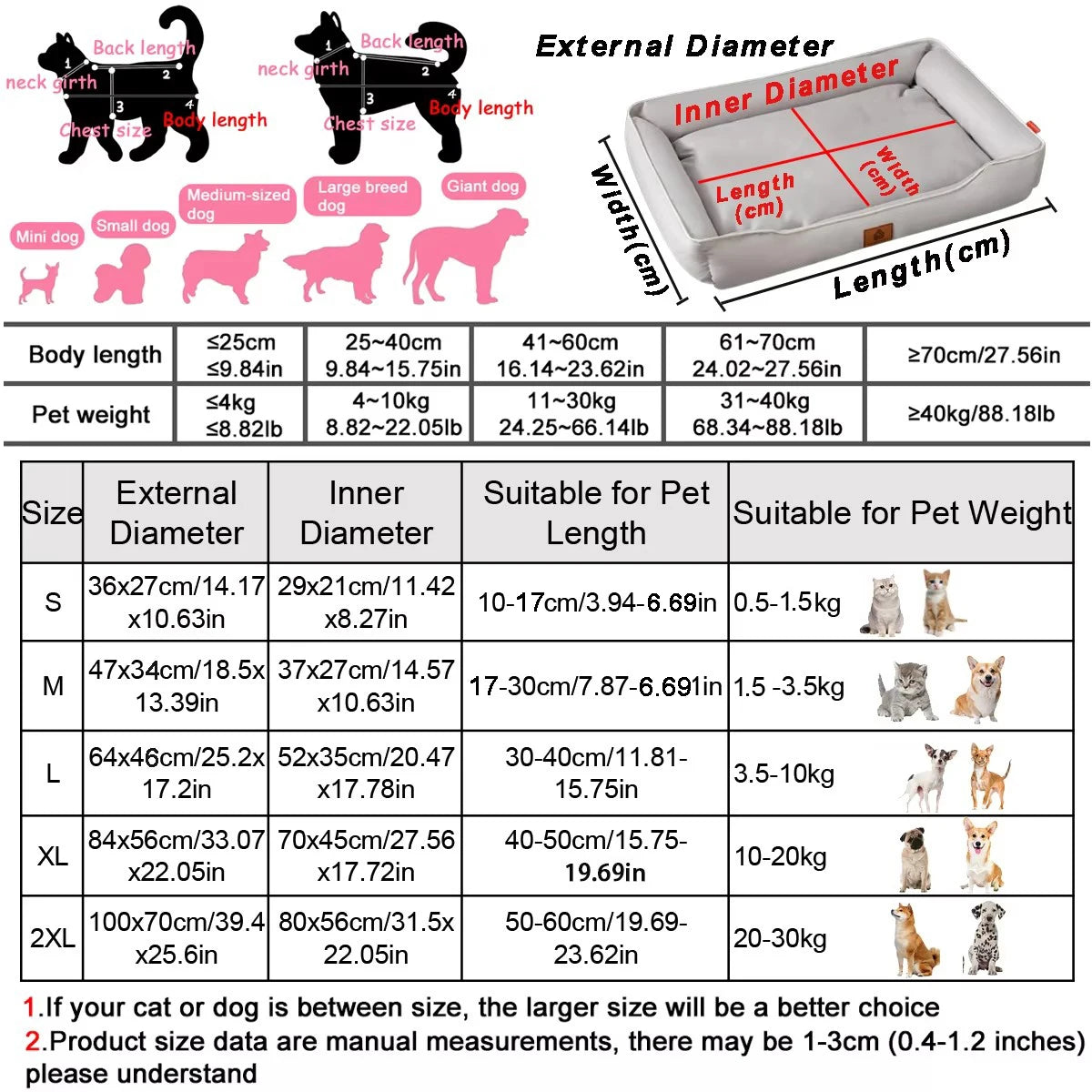 AURABASE /All Season Square Luxury Pet Bed, Bite-Resistant and Waterproof