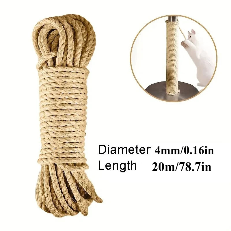 20/50M Natural Sisal Rope Cat Scratcher Rope Tree Scratching DIY Toy Paw Claw Furniture Protector Scratching Post