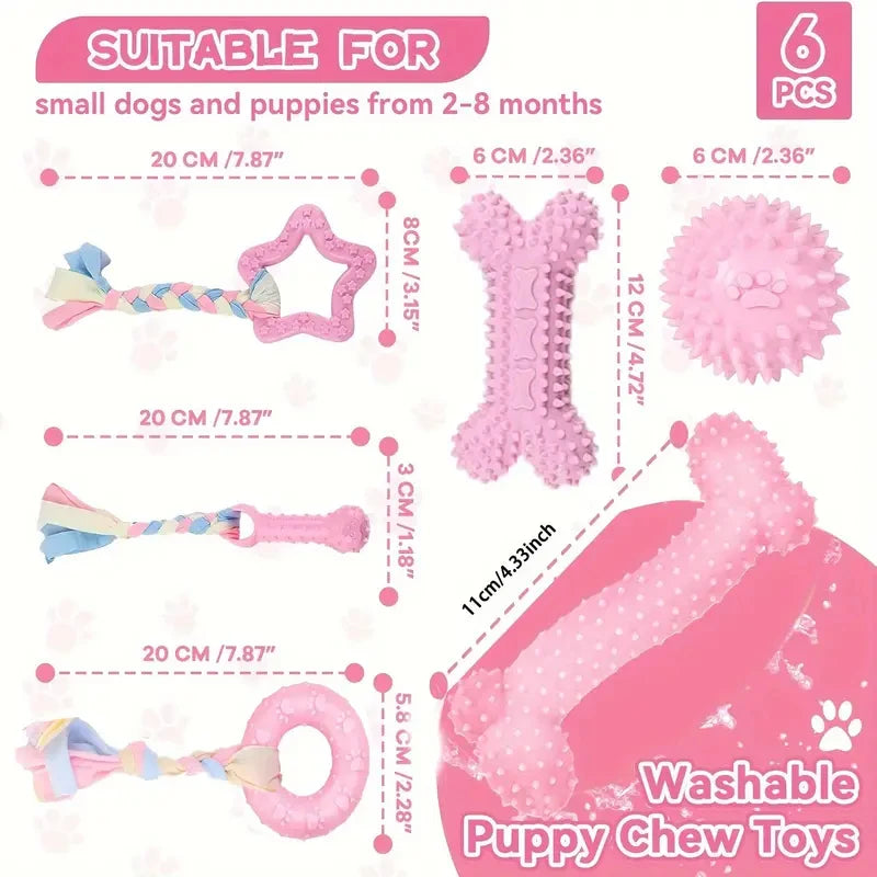 6 PCS Dog Chew Toys Soft Set For Small Medium Dogs Pet Gifts