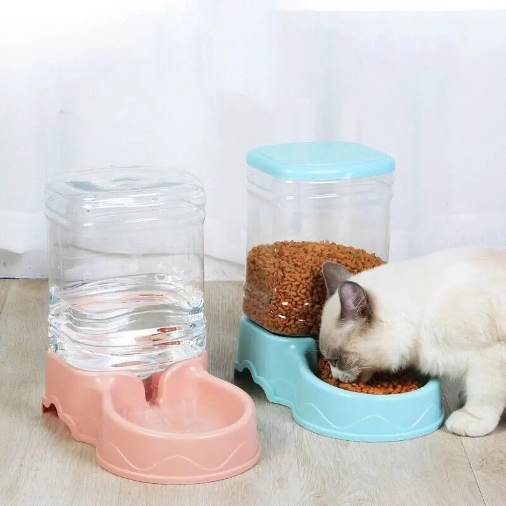 AURABASE - Automatic Pet Feeder and Water Fountain, Large Capacity Food Dispenser and Drink Bowl for Cats and Dogs.