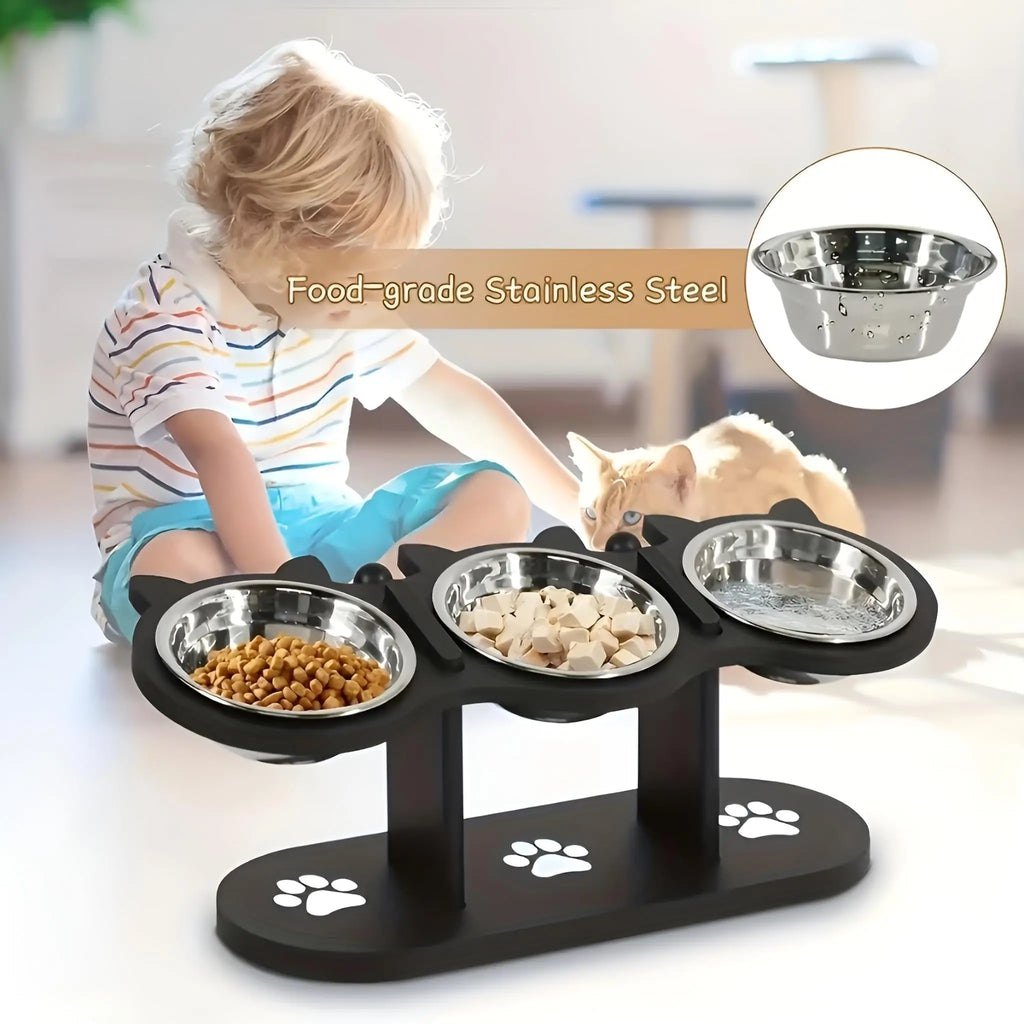 Elevated Cat Food Bowl with Black