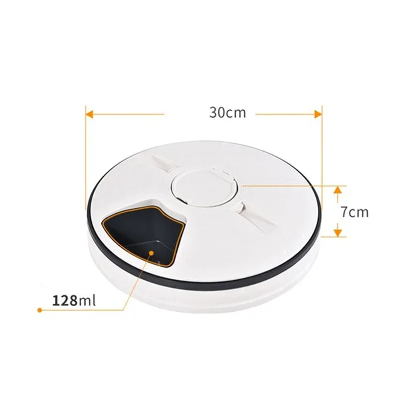 6 Meal Trays, Digital Timer, Portion Control, with Voice Recorder, Automatic Feeder for Dogs and Cats, Dry and Wet Food
