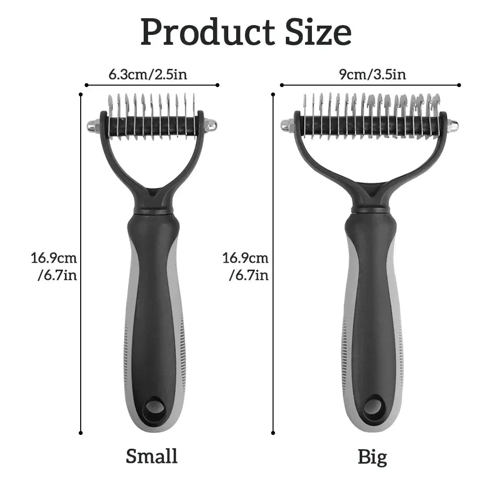Cat Hair Removal Comb Dog Hair Removal Brush Stainless Steel Double Sided Pet Grooming Brush Removing Tangles Cat Accessories