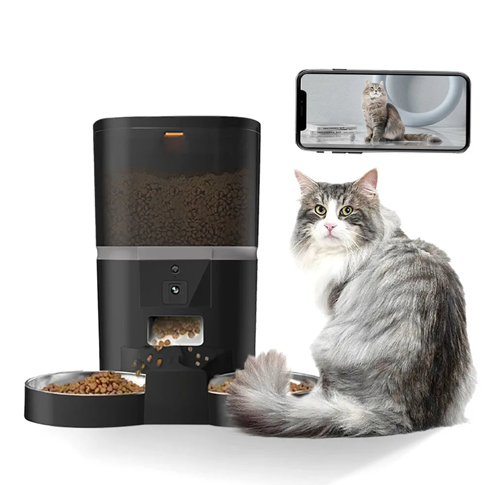 4L With HD Camera Automatic Pet Feeder Cat And Dog Feeding Remote Feed