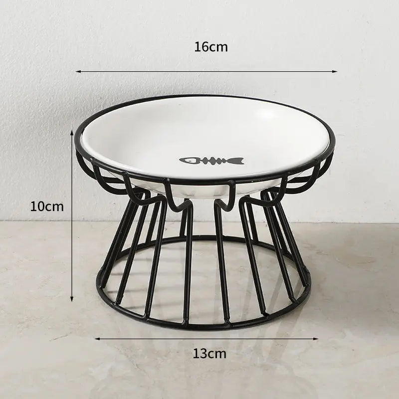 Ceramic Cat Food Bowls Elevated Wide Safe Slow Eating Pet Water Bowls For Kitten Puppy Non-slip Wide Bowls For Indoor Cats Dogs