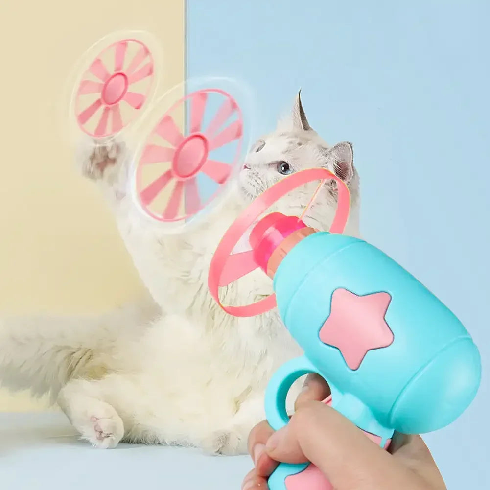 Funny Cat Toy Interactive Launch Pet Training Toy For Kitten Mini Flying Disc Shooting Gun Chasing Games Cat Toys Pet Supplies