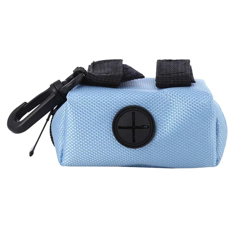 Portable Dog Poop Bag Dispenser Waterproof Oxford Fabric Auto Lock Zipper Biodegradable HDPE Hands Free Holder for Jogging Hikin