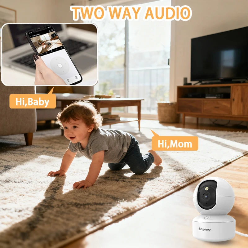 AURABASE - 2K Pet Dog Camera with Phone App, 5G/2.4GHz WiFi Indoor Security Camera, 360° Pan & Tilt, 2-Way Audio, Night Vision.