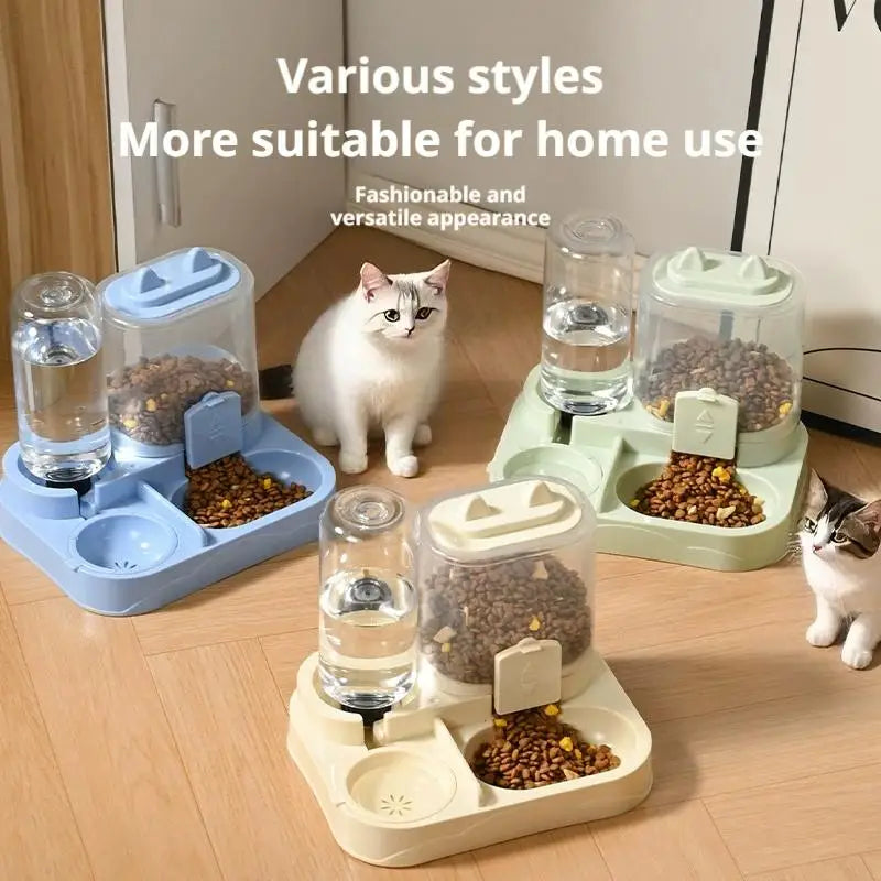 AURABASE - All-in-One Automatic Pet Feeder and Waterer, Large Capacity Food Storage Dispenser for Cats and Dogs.