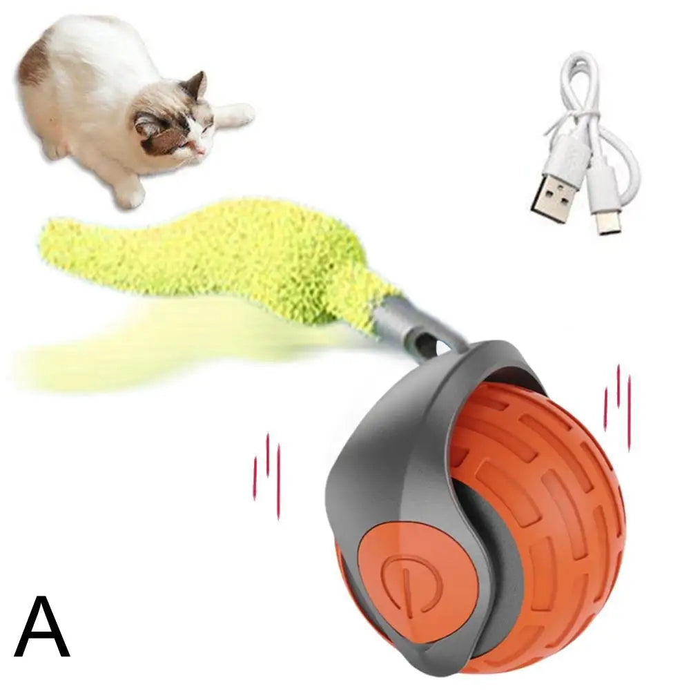 Speedy Tail  Cat Toy Interactive Cat Toys Ball with Tail Auto Smart Rolling Ball Toys for Cat Pet Training Imitate Mouse