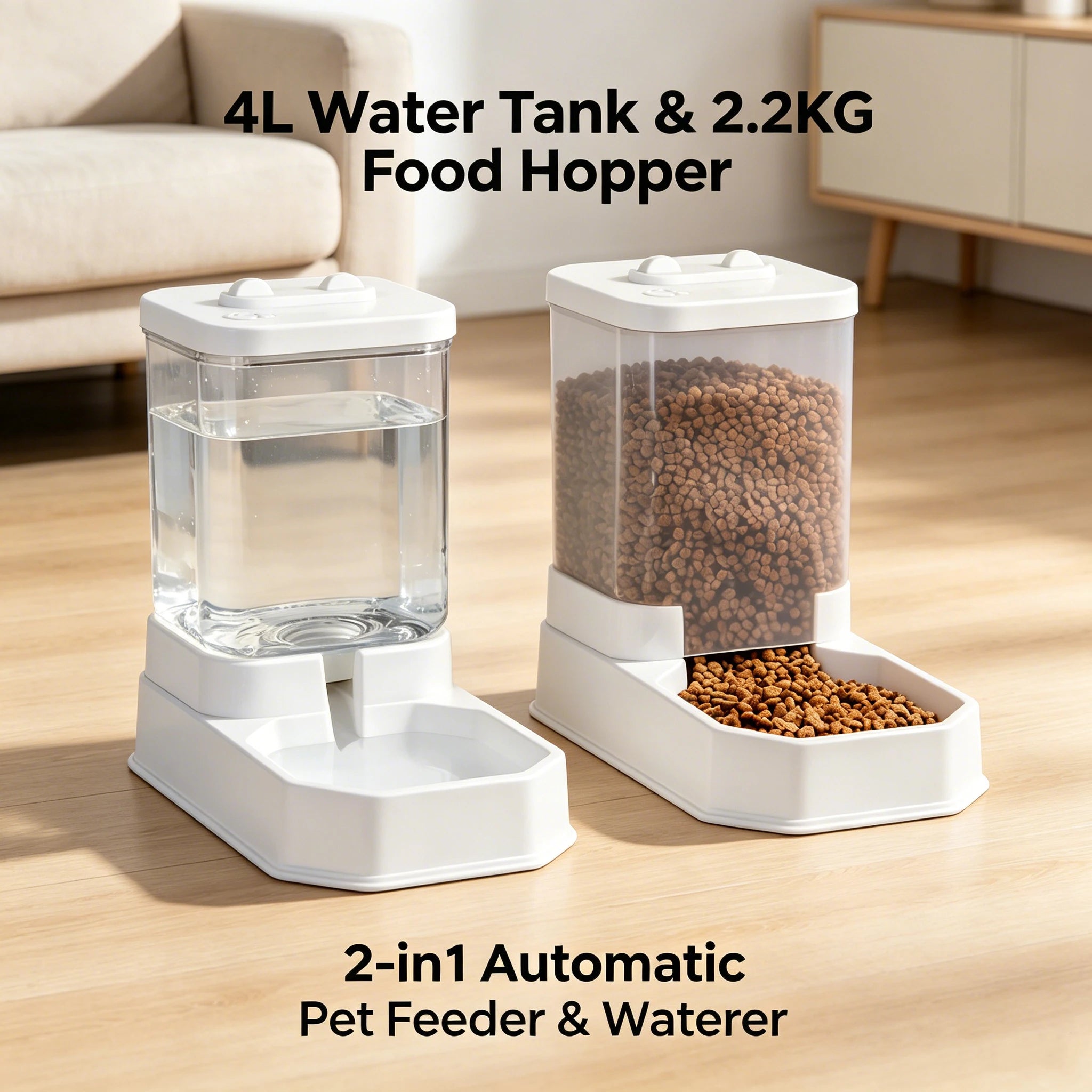 Aura Base 4L Automatic Cat Feeder & Waterer Set for Cats and Dogs.