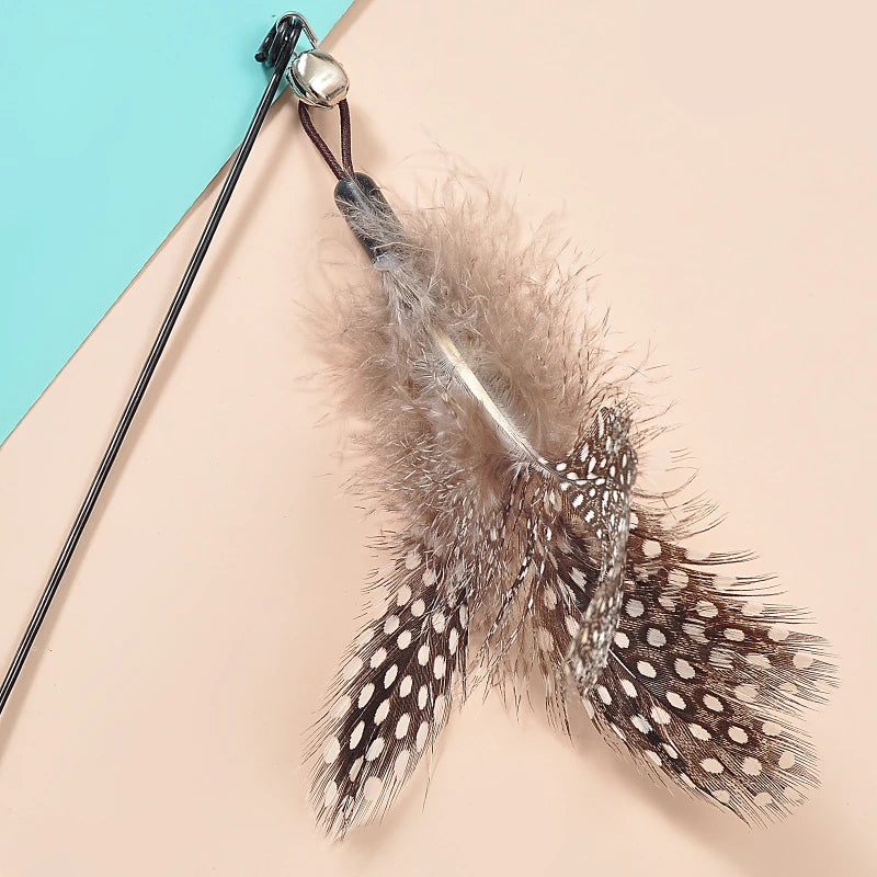 Cat Teaser Stick Toy Feather Funny Spring Kitten Stick Toy Cat Rods Simulation Fishing Rod Bell Squeaky Cat Toy Supplies