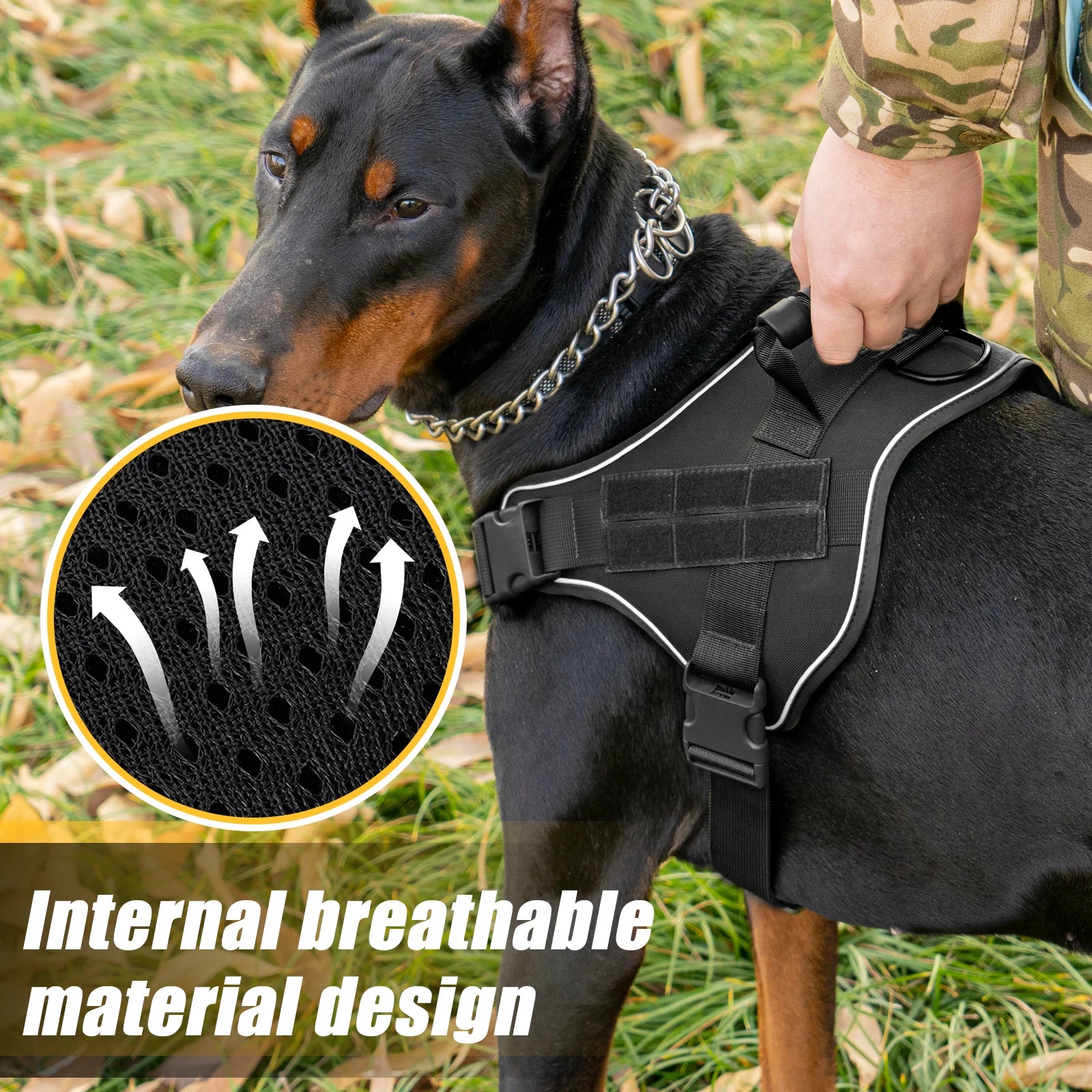Tactical Dog Harness Pet Doberman Pinscher Pet Training Vest Dog Harness for Small Medium Large Dogs Explosion Proof