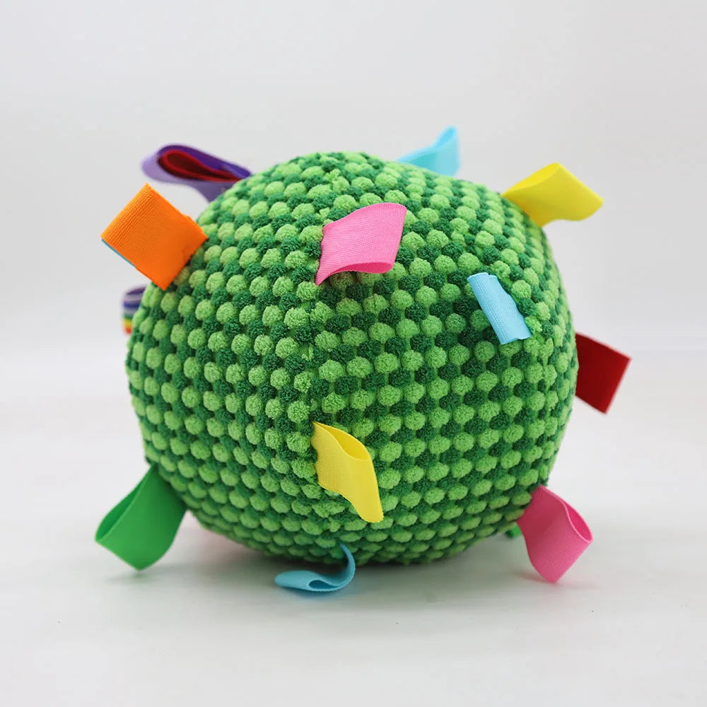 Interactive Ball Dog Toy Suitable for  Chewing Training, Stress Relief, Bite Sound Resistance, Plush tug-of-war Toy three color