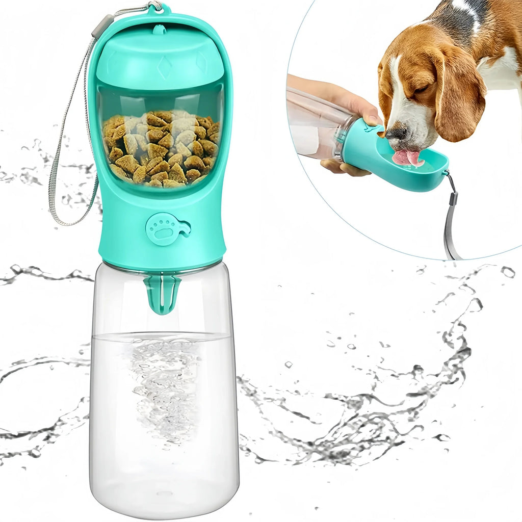 Pets Dog Water Bottle Portable Food Bottle with Food Dispenser Puppy