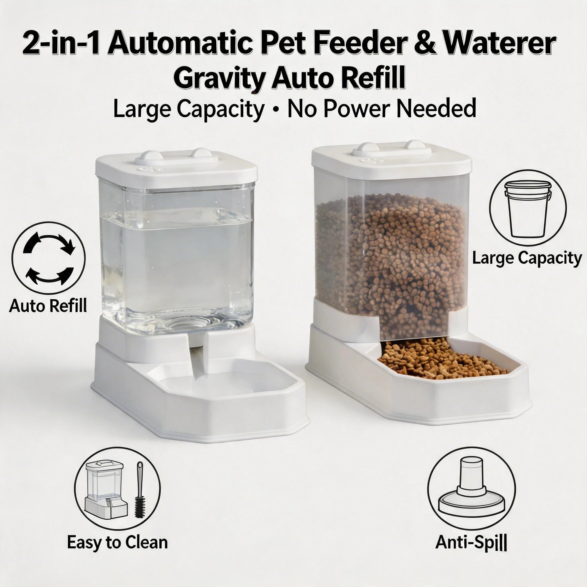 Aura Base 4L Automatic Cat Feeder & Waterer Set for Cats and Dogs.