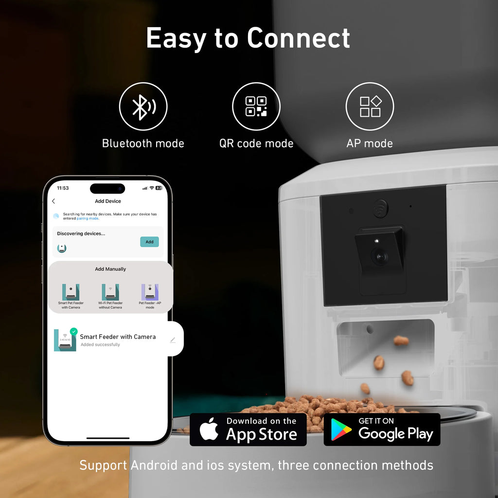 AURABASE - Automatic Cat Feeder with 1080p Camera and 5G Wi-Fi, Smart Pet Food Dispenser with App Control and Voice Recorder.