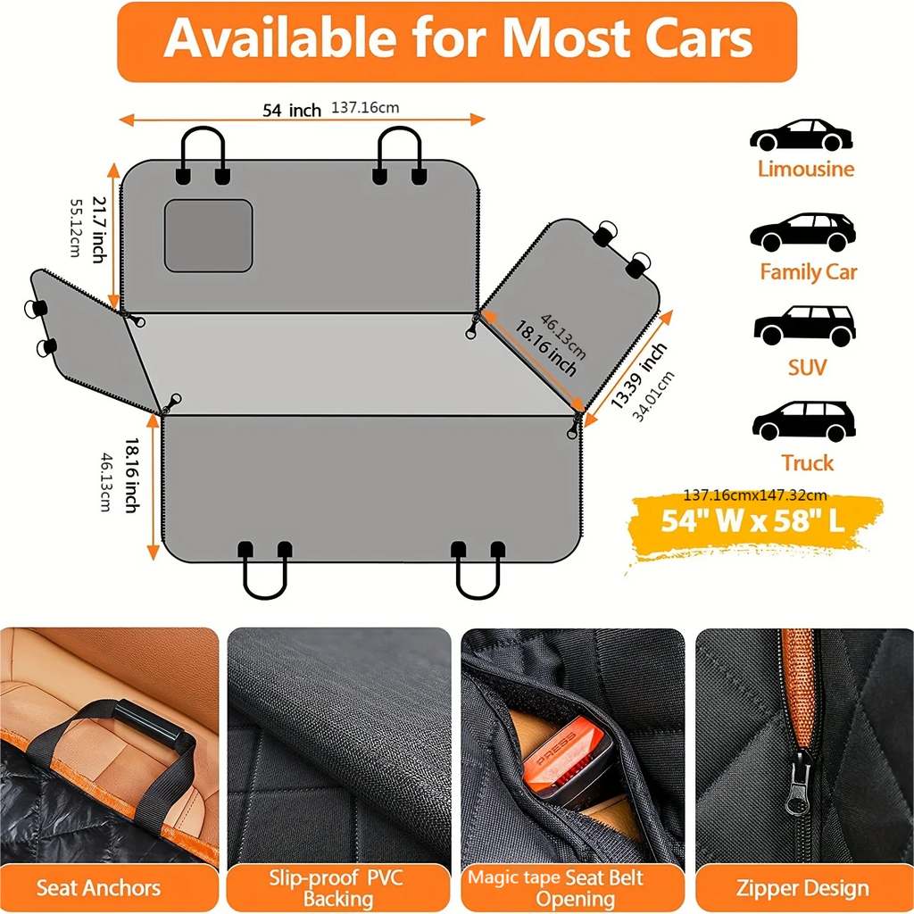 Dog Car Seat Cover for Pets Seat Cover Hammock 600D Heavy Duty Scratch Proof Nonslip Durable Soft Back Seat Covers for Cars