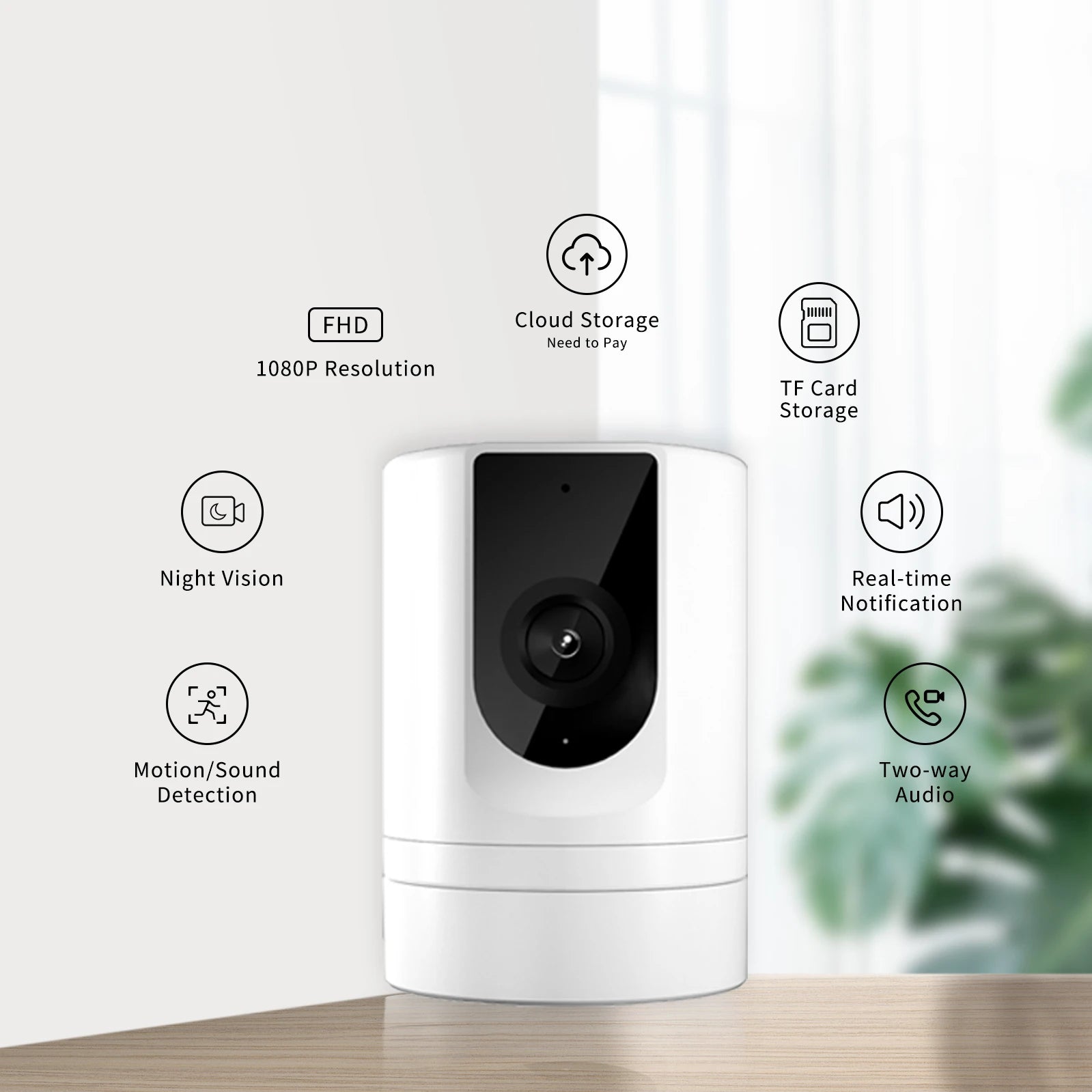 Aura Base 1080P Indoor Smart Security Camera with Pet Motion Detection.