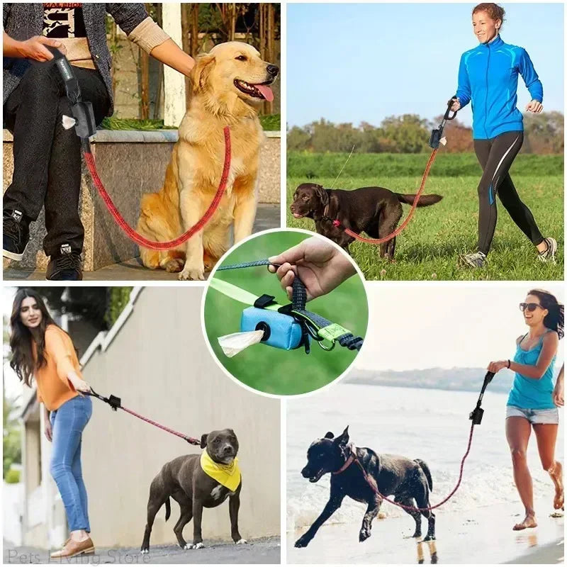 Portable Dog Poop Bag Dispenser Waterproof Oxford Fabric Auto Lock Zipper Biodegradable HDPE Hands Free Holder for Jogging Hikin
