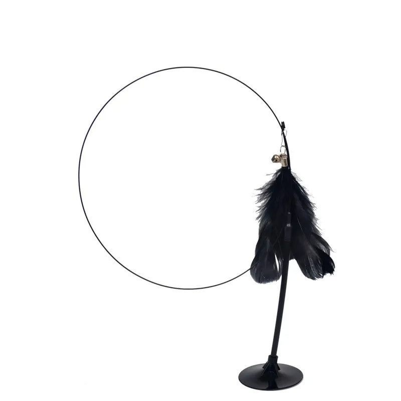 Cat Teaser Toy Interactive Bell & Feather Wand Long Suction Cup Pole for Exciting Playtime Adventures - Ultimate Cat Toy