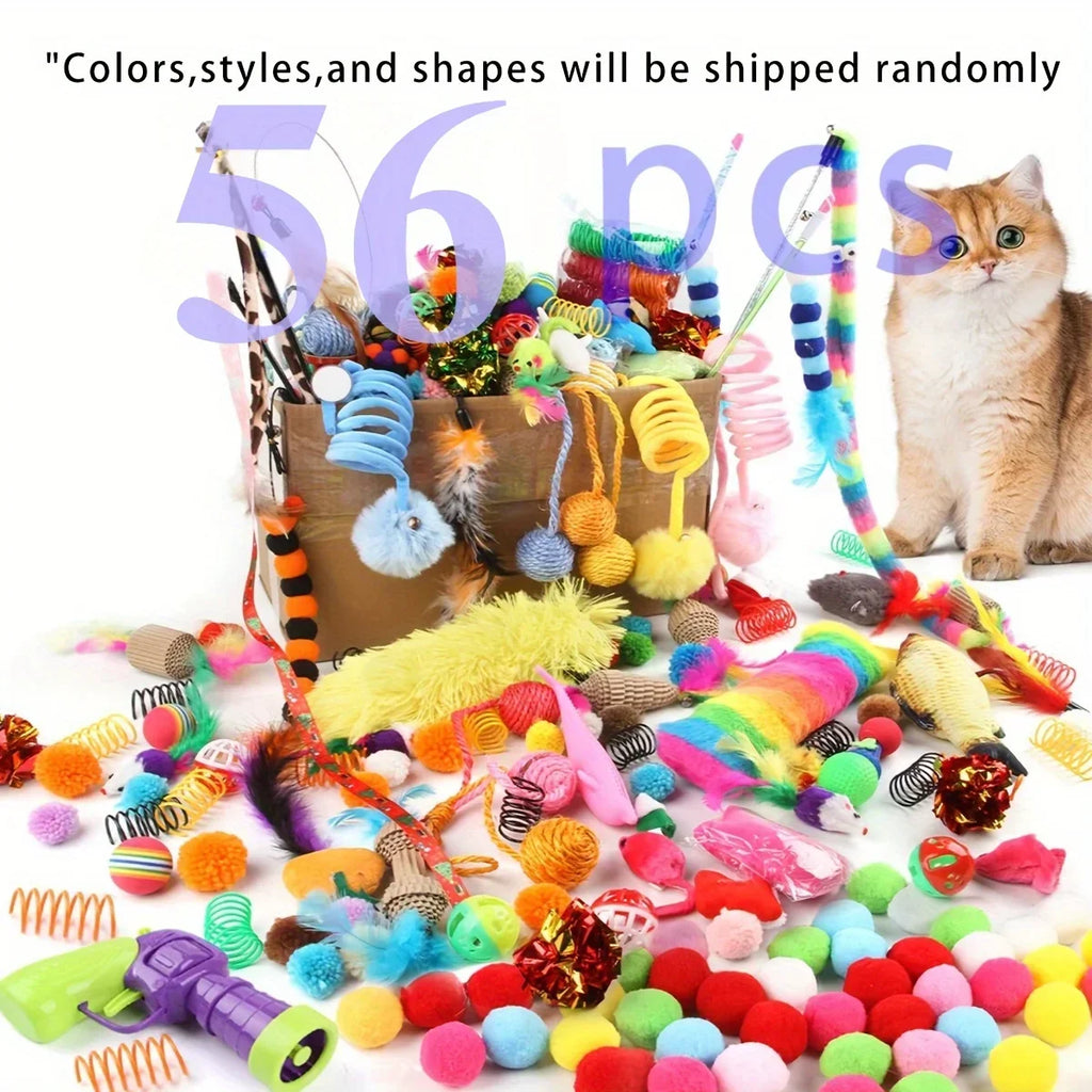 56pcs/28pcs/14pcs Cat Toys Mixed Cats To Play