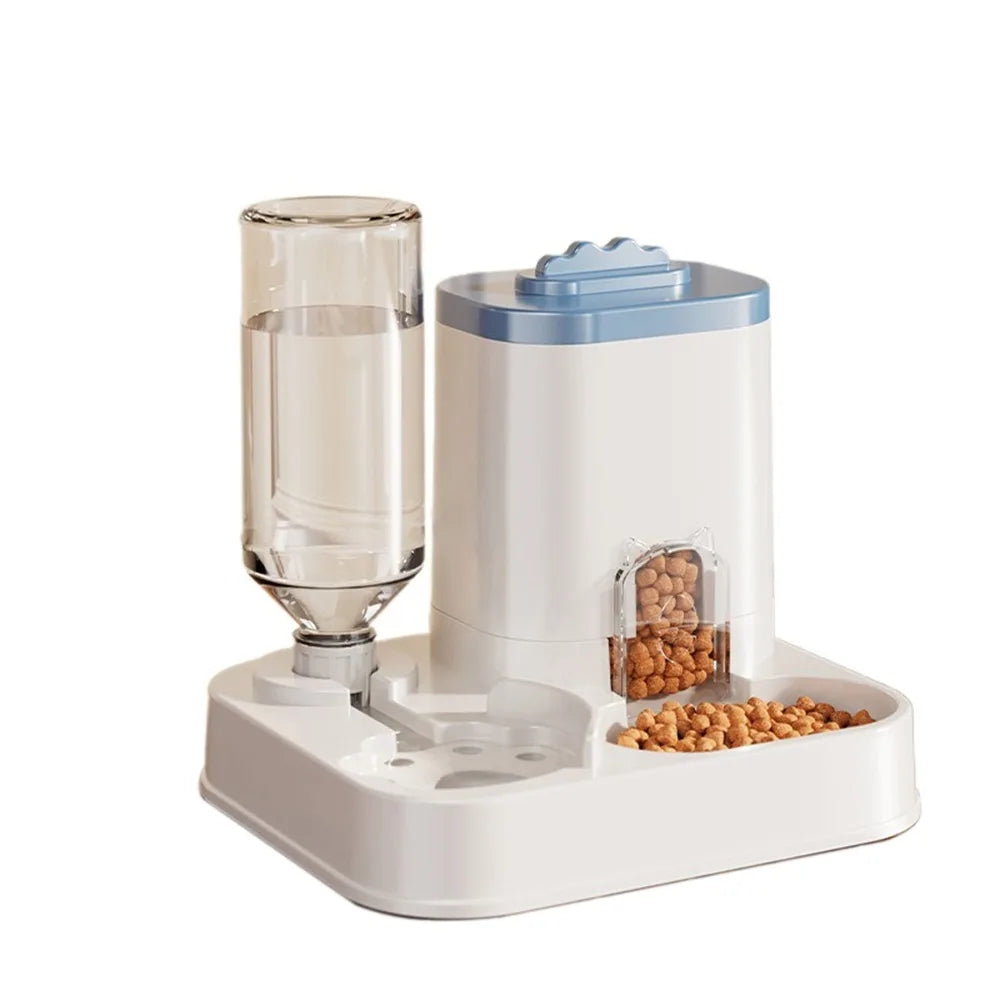 AURABASE - Automatic Cat and Dog Water Dispenser with Integrated Food Basin, Gravity Pet Feeder One-Piece Design, No Batteries Needed.