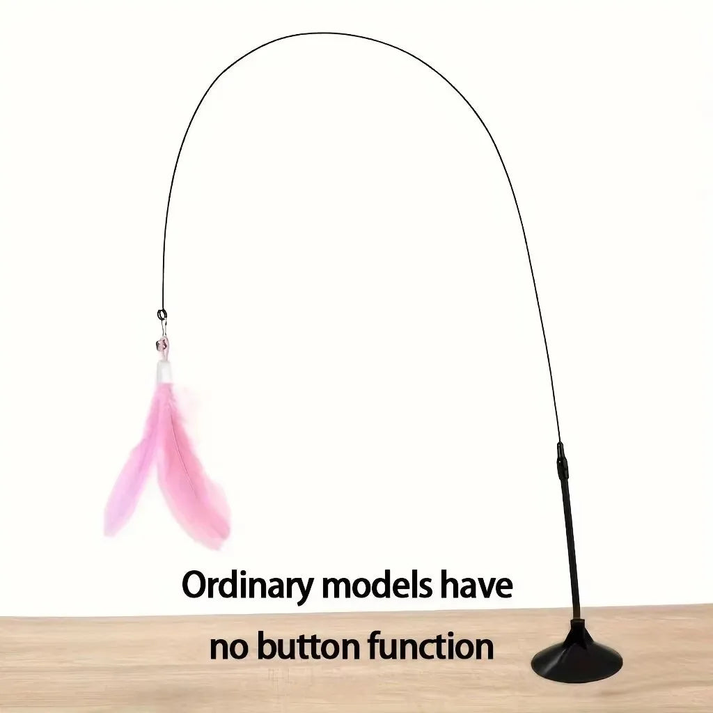 Cat Teaser Toy Interactive Bell & Feather Wand Long Suction Cup Pole for Exciting Playtime Adventures - Ultimate Cat Toy