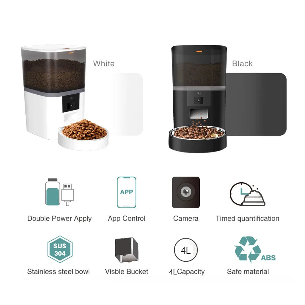 4L With HD Camera Automatic Pet Feeder Cat And Dog Feeding Remote Feed