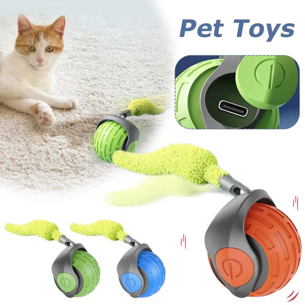 Speedy Tail  Cat Toy Interactive Cat Toys Ball with Tail Auto Smart Rolling Ball Toys for Cat Pet Training Imitate Mouse