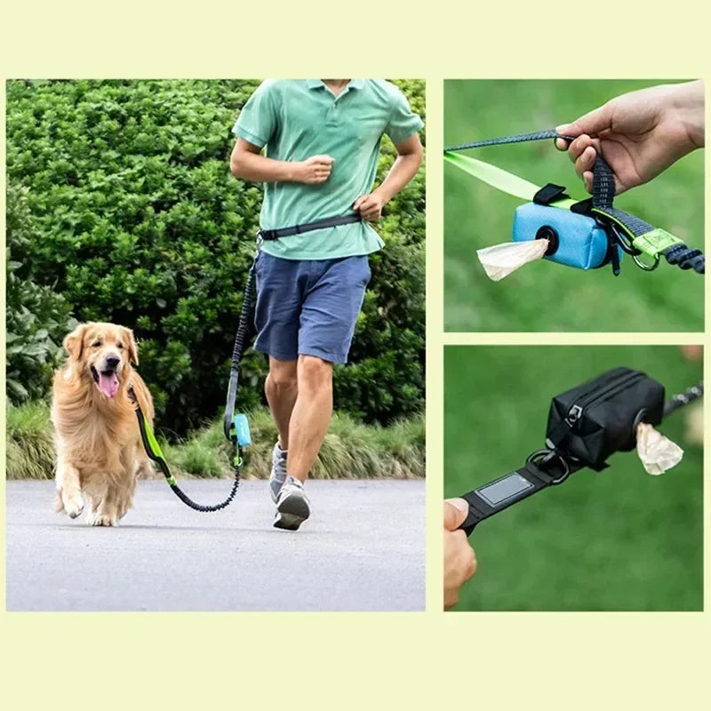 Portable Dog Poop Bag Dispenser Waterproof Oxford Fabric Auto Lock Zipper Biodegradable HDPE Hands Free Holder for Jogging Hikin