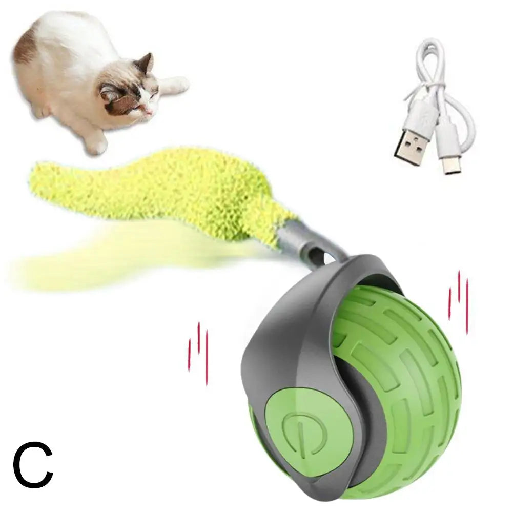 Speedy Tail  Cat Toy Interactive Cat Toys Ball with Tail Auto Smart Rolling Ball Toys for Cat Pet Training Imitate Mouse